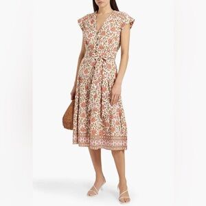 Veronica Beard Lexington Floral Block Print Midi Dress  Size 14